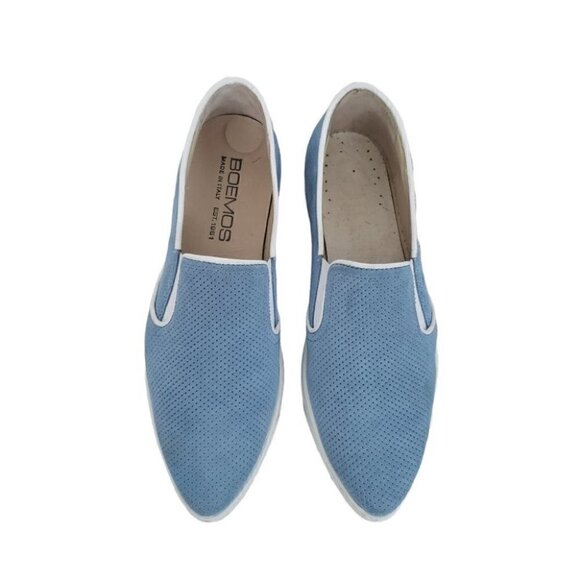 Boemos Italy blue perforated suede slip on platform sneakers sz 6 - Picture 3 of 10